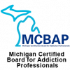 Certification badge; Michigan Certified Board of Addiction Professionals